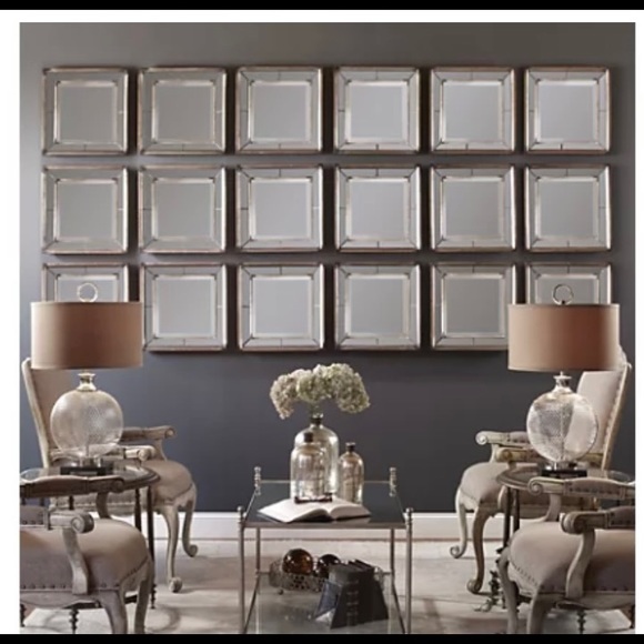 Crate&Barrel Wall Decor Uttermost Davion Squares Silver Mirror
